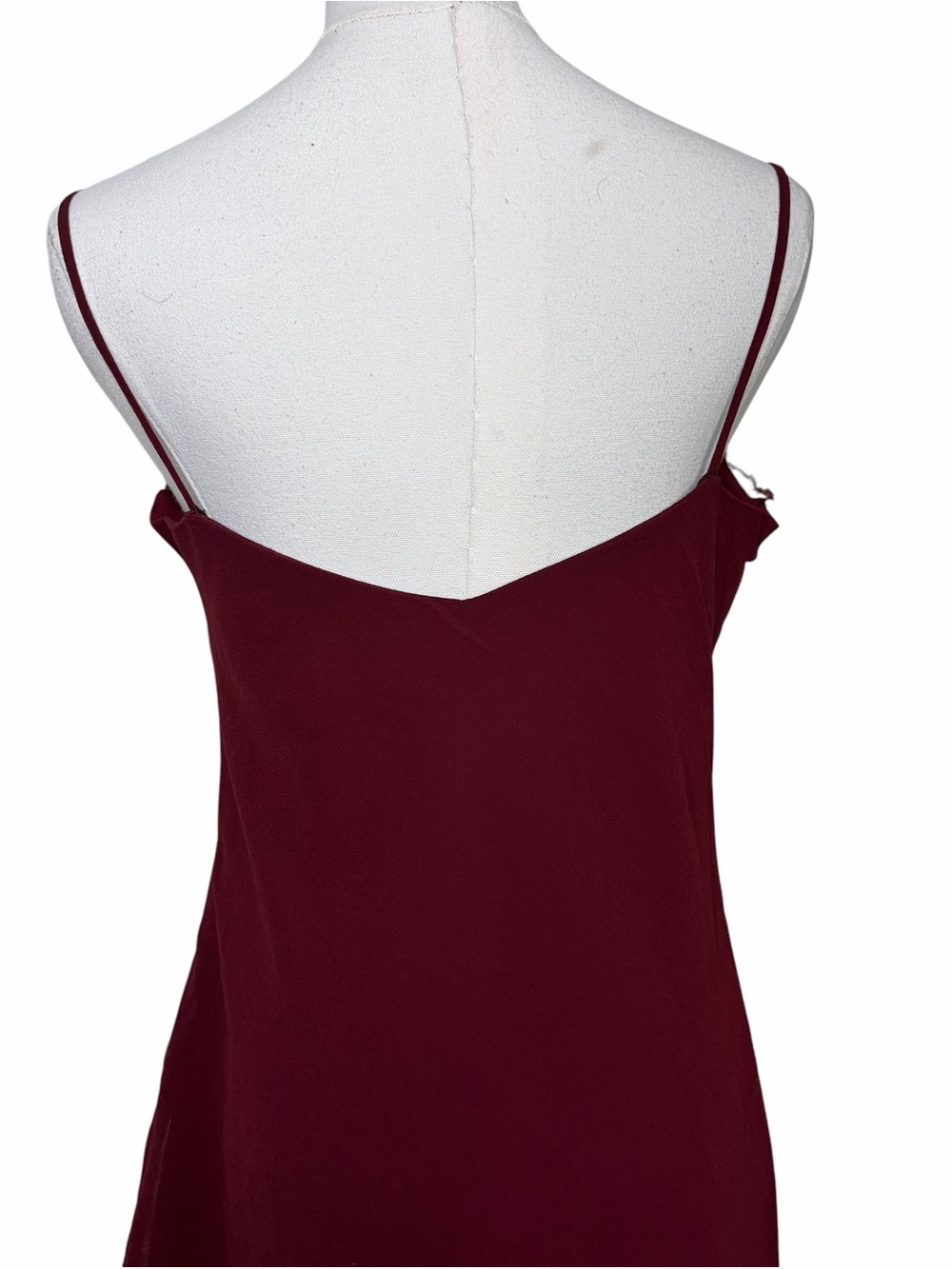Vintage Y2K Burgundy Floral Beaded Lace Trim Strappy Maxi Dress Asymmetrical Hem - Picture 6 of 8